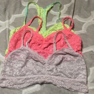 3 Lace bralettes
